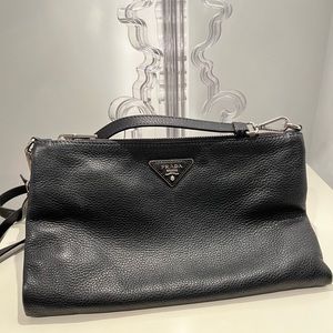 Prada leather black shoulder crossbody bag
